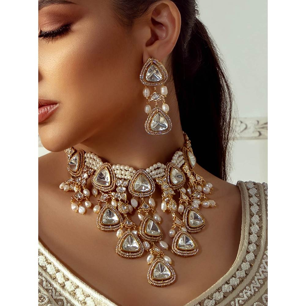 Joules By Radhika Polki and Pearl Drops Bridal Necklace Set