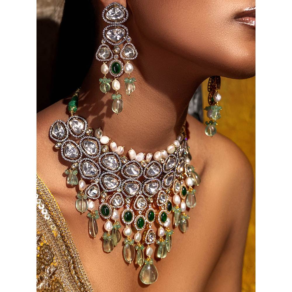 Joules By Radhika Fluoride and Polki Bridal Necklace Set