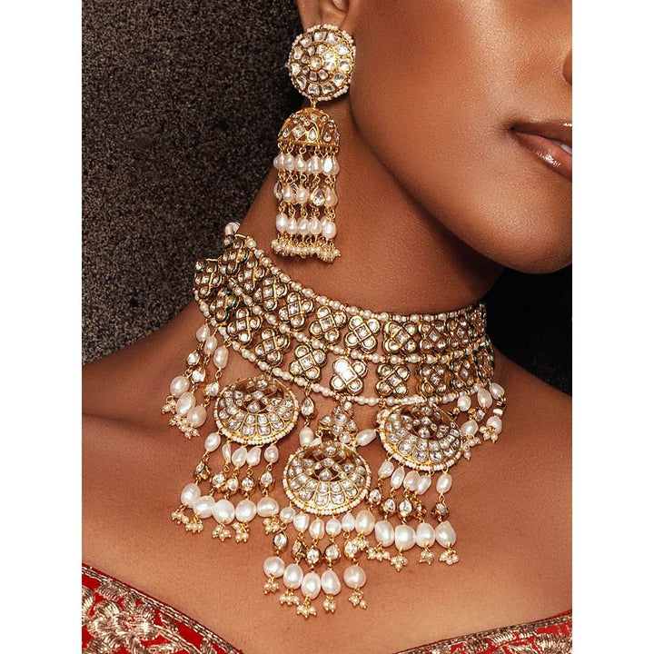 Joules By Radhika Pearl and Polki Bridal Necklace Set