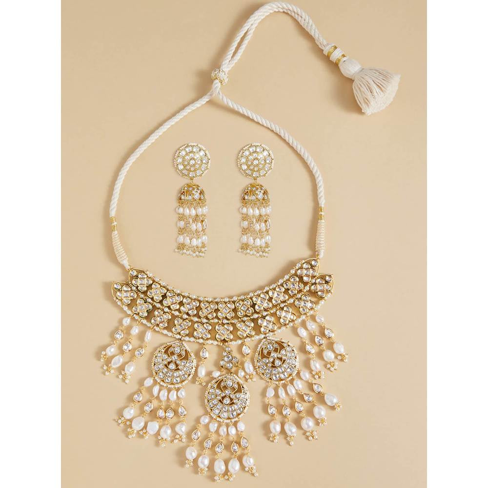 Joules By Radhika Pearl and Polki Bridal Necklace Set