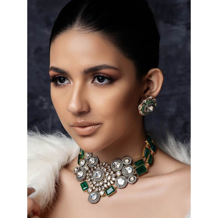 Joules By Radhika Green Polki Bridal Choker Set