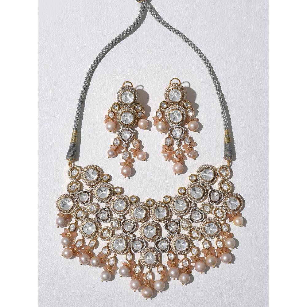 Joules By Radhika Baroque Pearl and Polki Necklace Set