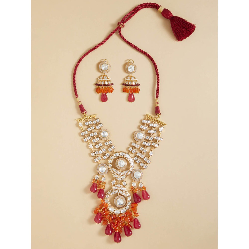 Joules By Radhika Multi-Color Polki Bridal Necklace Set