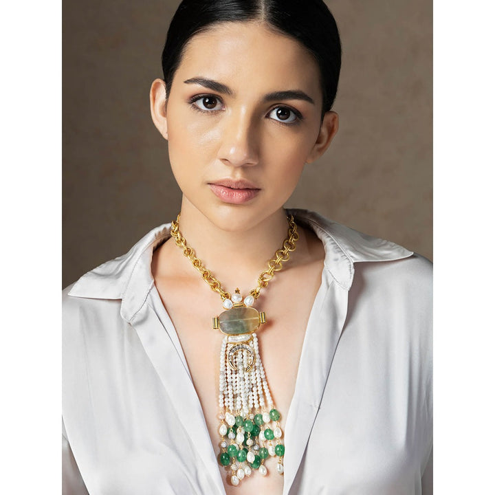 Joules By Radhika Gold Tone Tassled Bespoke Necklace