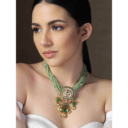 Joules By Radhika Gold Tone & Green Bespoke Twisted Necklace