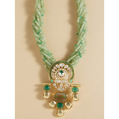 Joules By Radhika Gold Tone & Green Bespoke Twisted Necklace