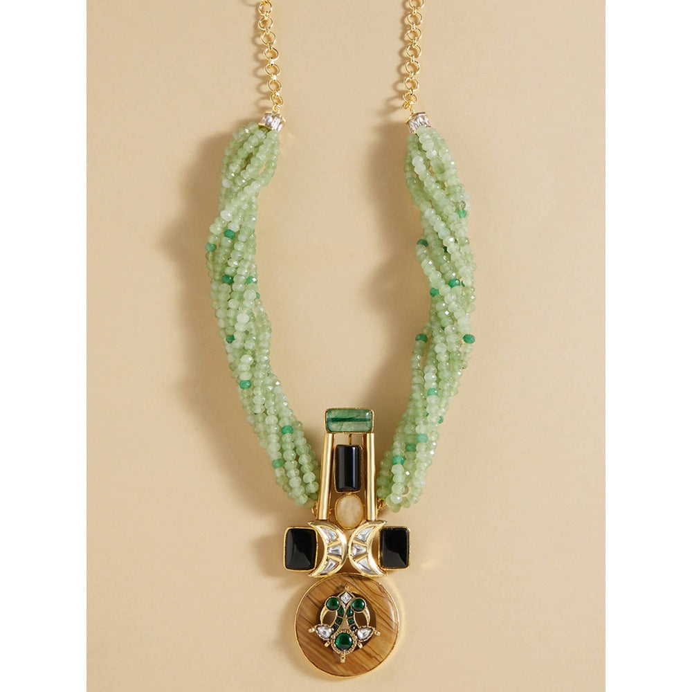 Joules By Radhika Gold Tone & Green Bespoke Pendant Necklace
