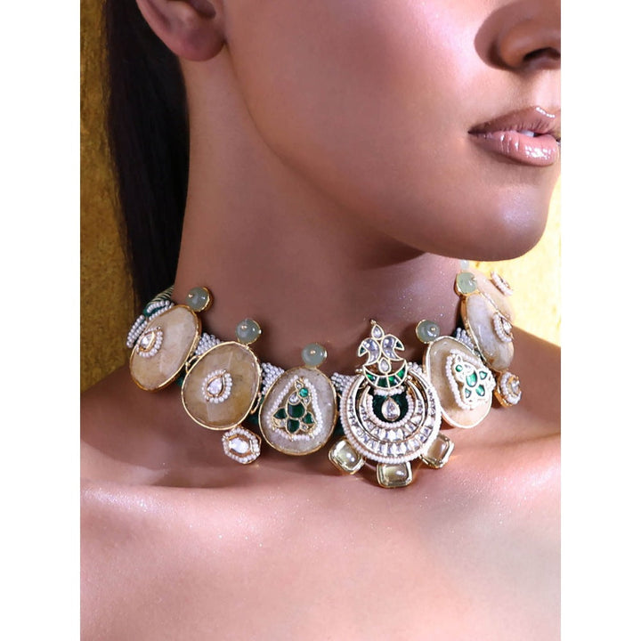 Joules By Radhika Multi-Color Extravagant Choker with Jwellery Set