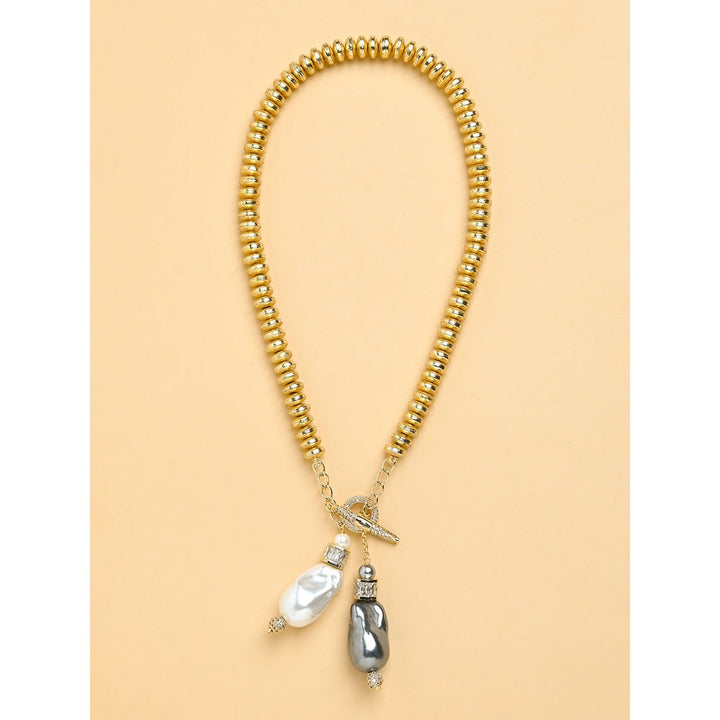 Joules By Radhika Gold Toggle Twin Pearl Lariat