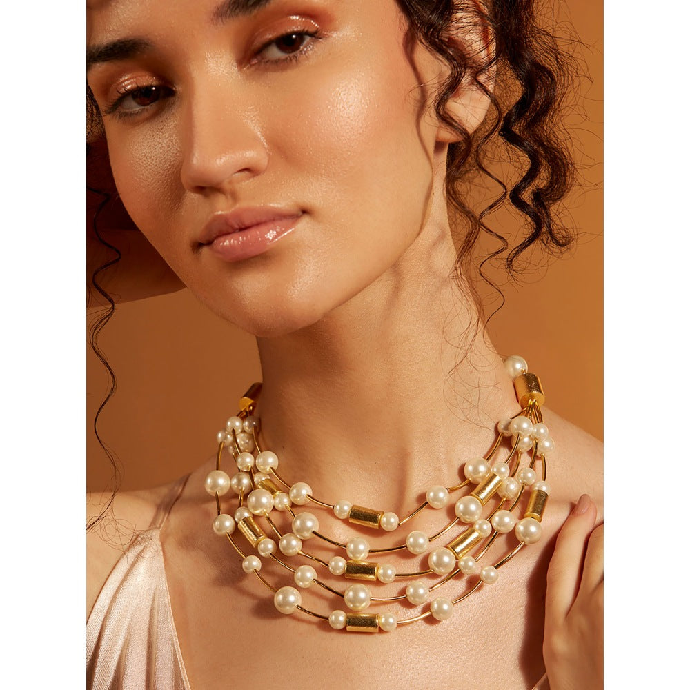 Joules By Radhika Pearl Multi String Choker