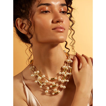 Joules By Radhika Pearl Multi String Choker
