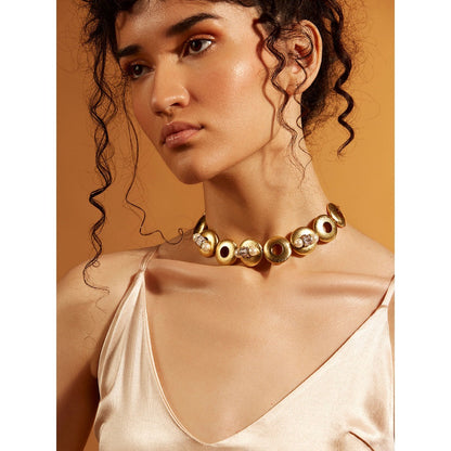 Joules By Radhika Golden Circlets Mini Choker