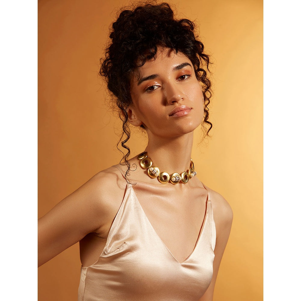 Joules By Radhika Golden Circlets Mini Choker