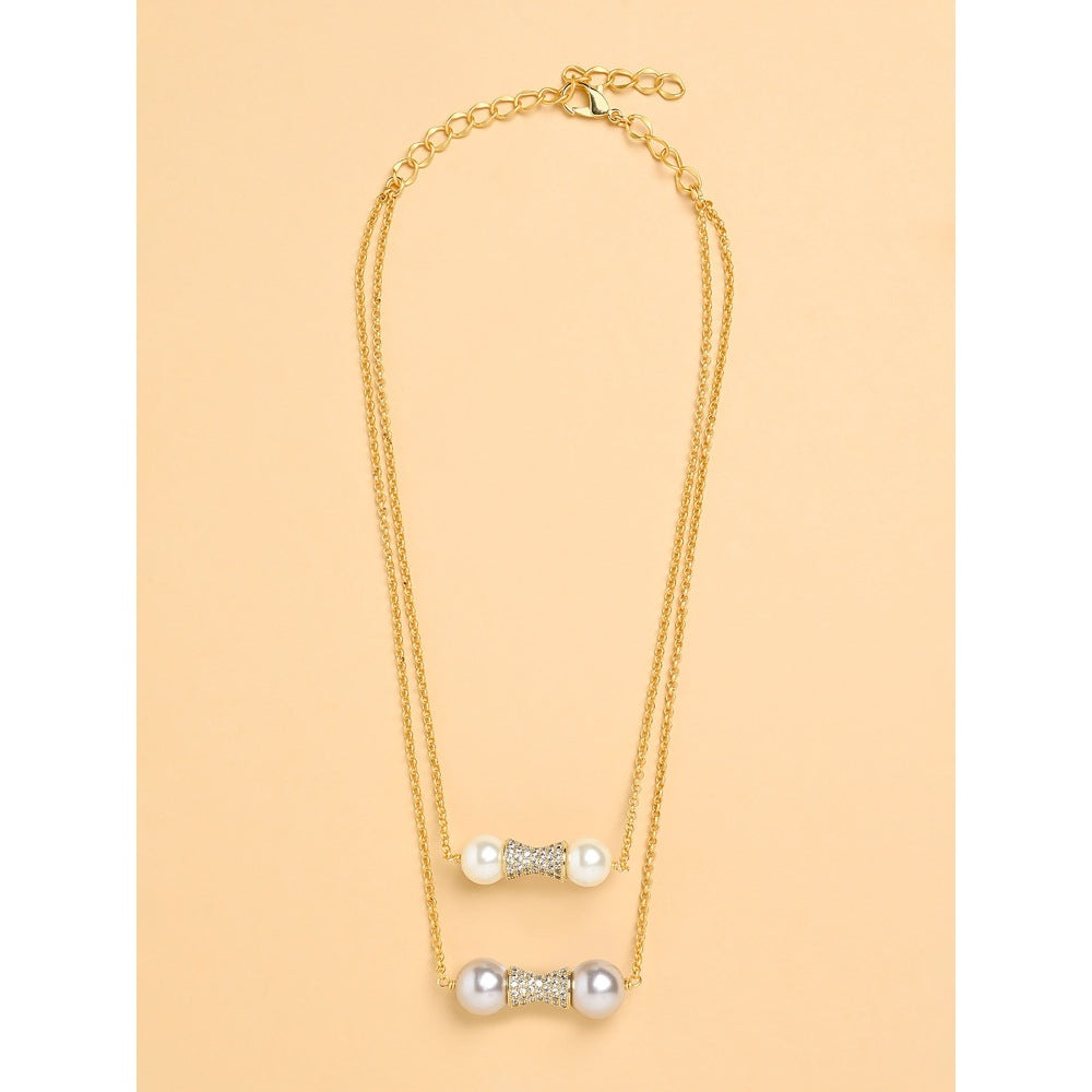 Joules By Radhika Pearl Handle Multi-Layer Necklace