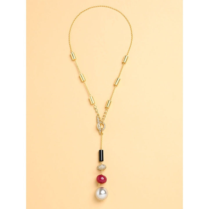 Joules By Radhika Red Gold Lariat Necklace