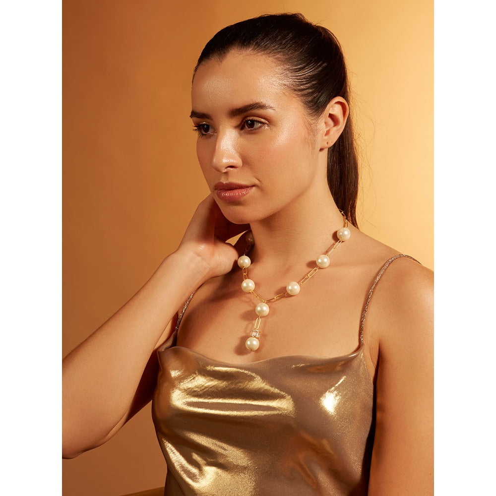 Joules By Radhika Cloud Pearl Lariat Necklace