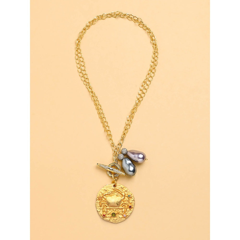Joules By Radhika Twin Pearl CANCER Celestial Necklace