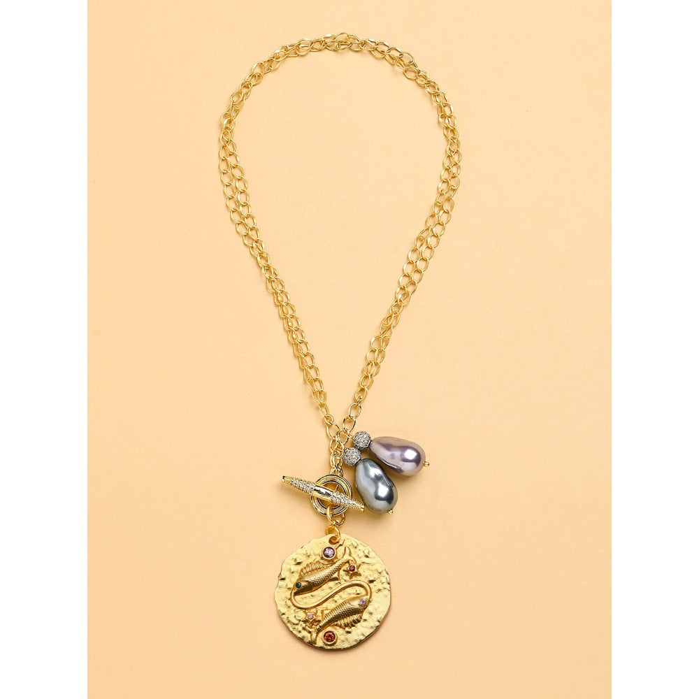 Joules By Radhika Twin Pearl PISCES Celestial Necklace