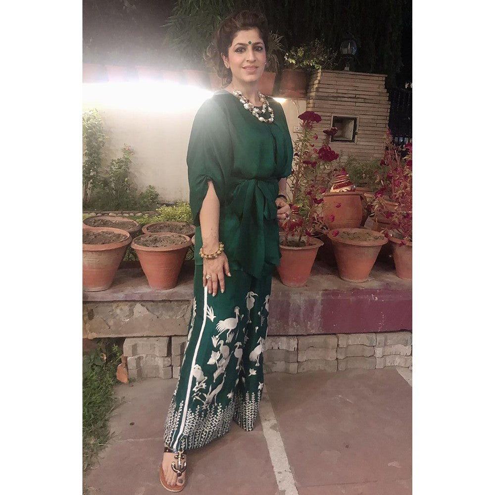 JUHI NANDA Bird Embroidered Pant & Tie Up Top (Set of 2)