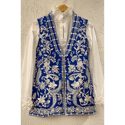 JUHI NANDA Blue Sleeveless Jacket & Pant with a Shirt (Set of 3)