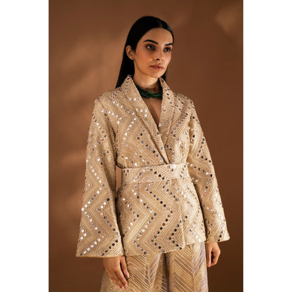 JUHI NANDA Beige Embellished & Mirror Fusion (Set of 3)