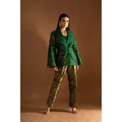 JUHI NANDA Silk Lazer Cut Jacket & Brocade Pant with Inner (Set of 3)