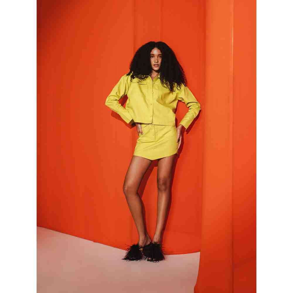 JULY ISSUE Green Alexa Shirt & Mini Skirt (Set of 2)