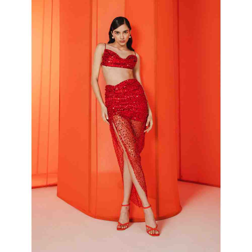 JULY ISSUE Red Cherie Matching Co-ord (Set of 2)