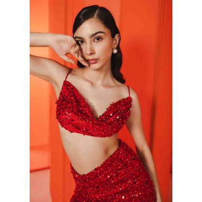 JULY ISSUE Red Cherie Matching Co-ord (Set of 2)