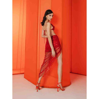 JULY ISSUE Red Cherie Matching Co-ord (Set of 2)