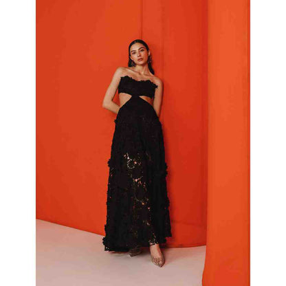 JULY ISSUE Black Ella Cut Out Long Dress
