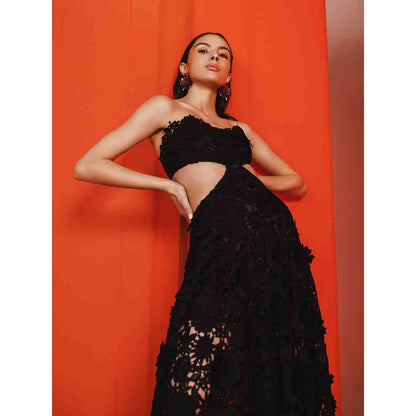 JULY ISSUE Black Ella Cut Out Long Dress
