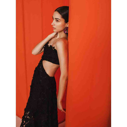 JULY ISSUE Black Ella Cut Out Long Dress