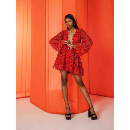 JULY ISSUE Red Gaia Short Dress