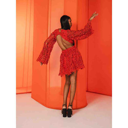 JULY ISSUE Red Gaia Short Dress