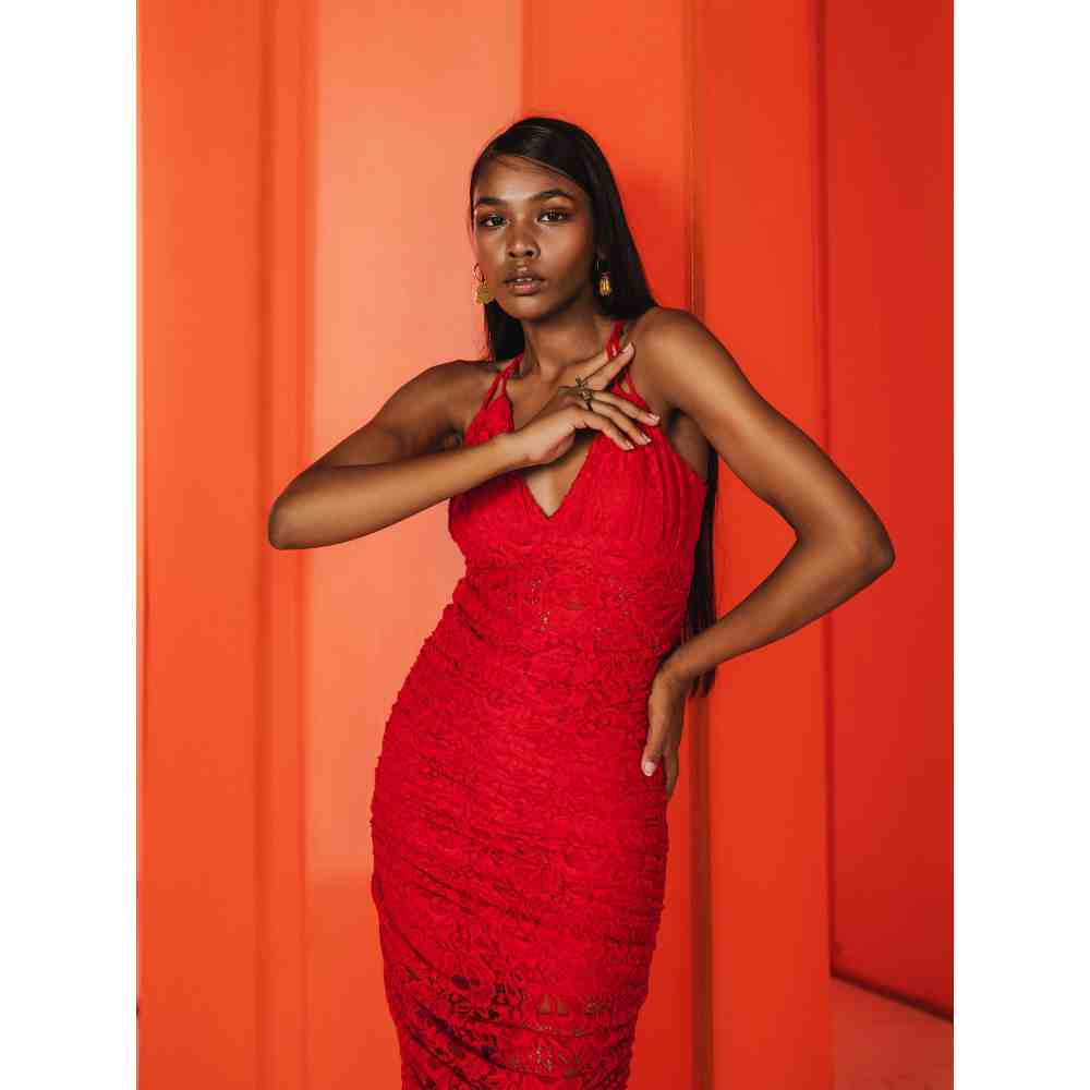 JULY ISSUE Red Isla Long Dress