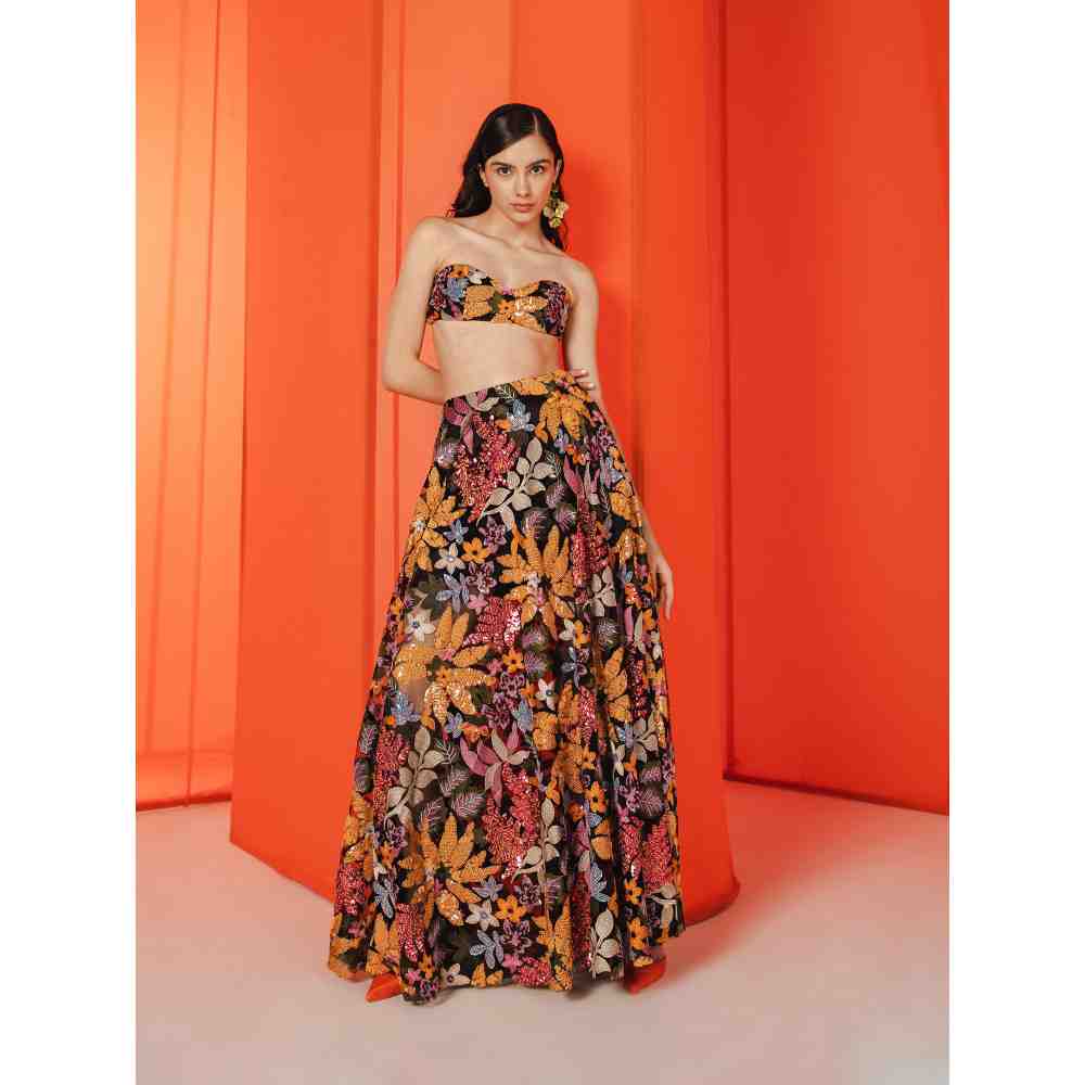 JULY ISSUE Black Jane Crop Top & Long Skirt (Set of 2)