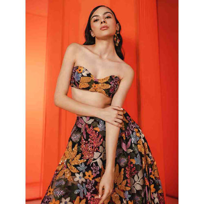 JULY ISSUE Black Jane Crop Top & Long Skirt (Set of 2)