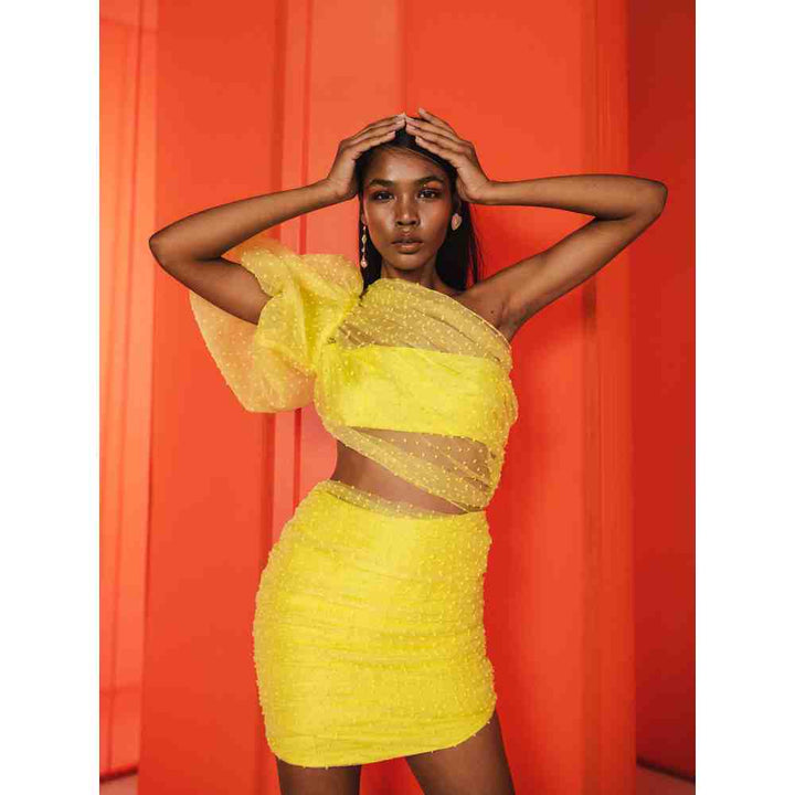 JULY ISSUE Lime Yellow Lo Short Dress
