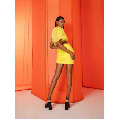 JULY ISSUE Lime Yellow Lo Short Dress