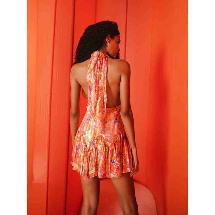 JULY ISSUE Orange Lolly Short Halter Dress