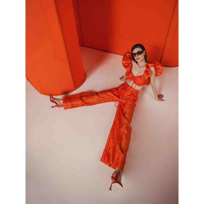 JULY ISSUE Orange Rumi Matching Co-ord (Set of 2)