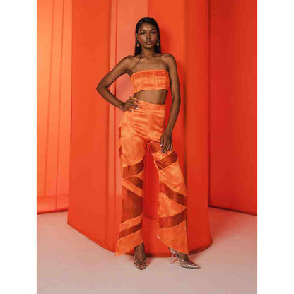 JULY ISSUE Orange Zoa Crop Top & Pants (Set of 2)