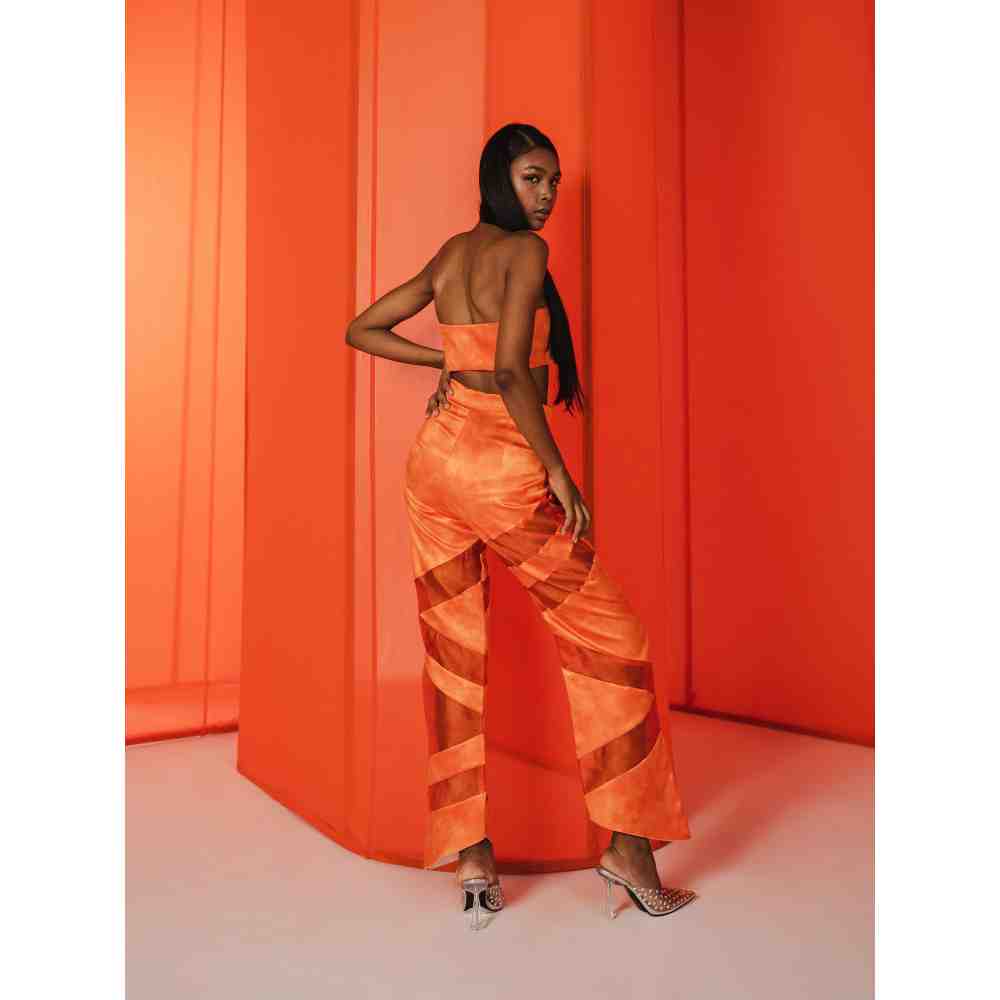 JULY ISSUE Orange Zoa Crop Top & Pants (Set of 2)