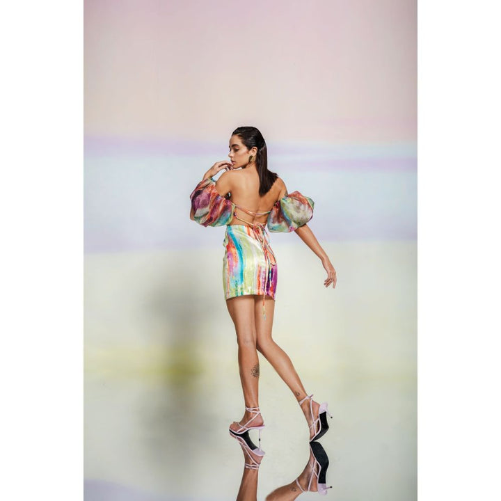 JULY ISSUE Multicolour Xena Short Dress