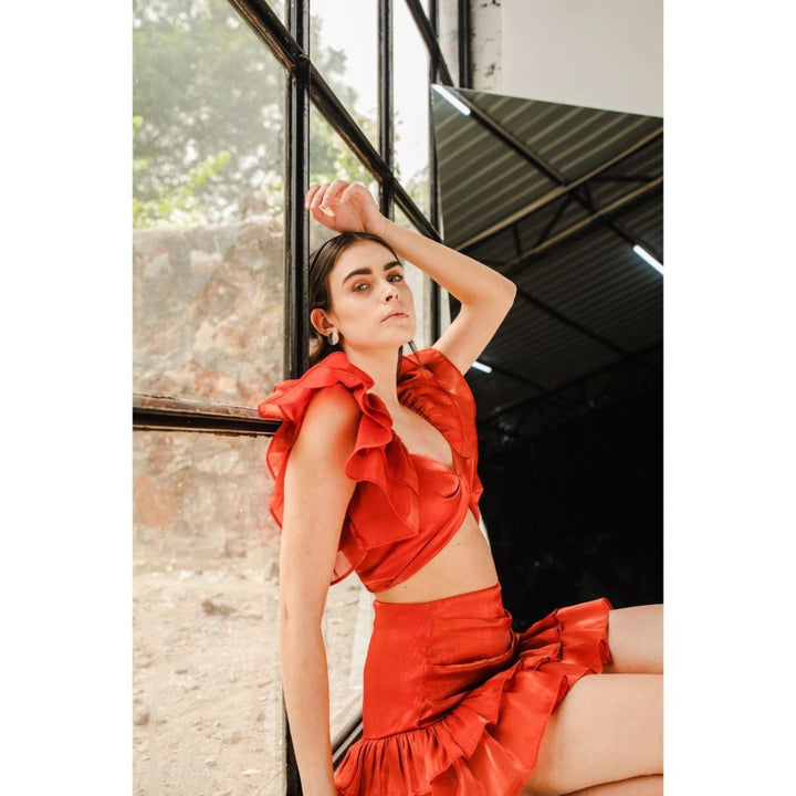 JULY ISSUE Red Irene Co-Ord (Set of 2)