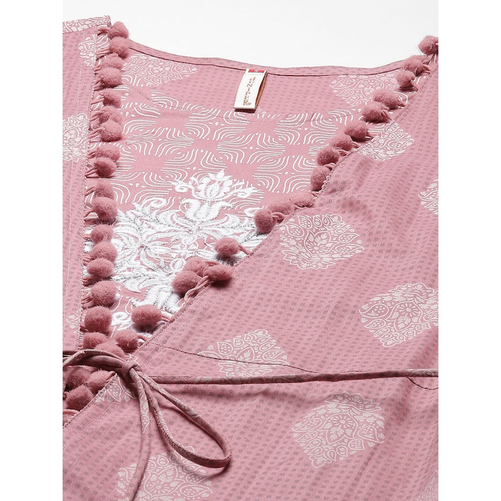 Juniper Powder Pink Cambric Printed Jacket Style Kurta