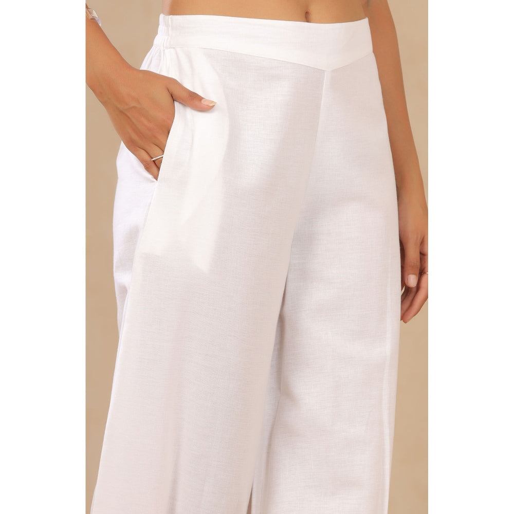 Juniper White Cotton Flex Solid Dhoti Pant