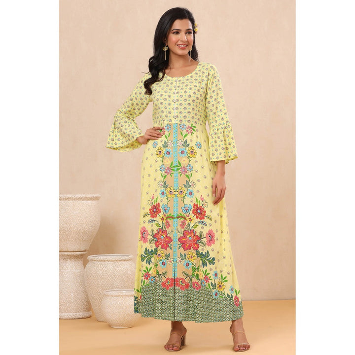 Juniper Lime Rayon Printed A-Line Kurta