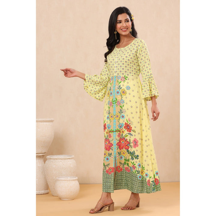 Juniper Lime Rayon Printed A-Line Kurta